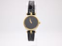 Gucci 2000L watch, black dial, gold-tone case, front view