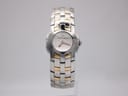 Front view of Maurice Lacroix 59858 ladies' watch with silver dial and two-tone integrated steel bracelet.