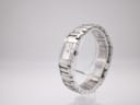 Angled view of Maurice Lacroix ladies watch, showing the stainless steel bracelet and side of the case