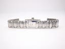 Full length view of the Maurice Lacroix stainless steel bracelet watch lying flat, showing the folded clasp