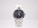 Front view of Maurice Lacroix AF46049 ladies' watch with black dial and stainless steel bracelet.