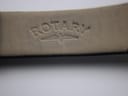 Close-up of the reverse side of the black leather strap, clearly showing the 'Rotary' brand name embossed on the leather.