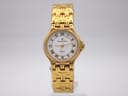 Front view of the Enzo Giovanni 9252L gold electroplated watch with white dial and Roman numerals.