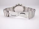 View of the open stainless steel butterfly clasp and bracelet links from the back.