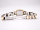 Rear view of the Bulova P2 watch, showcasing the open clasp and the gold tone bracelet links.