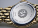 Close-up of the stainless steel case back with engravings 'Swiss Made Water Resistant 3ATM Stainless Steel Back 5368 Z584238' and the RW logo.