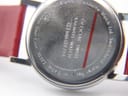 Close-up of the Mondaine watch stainless steel case back with engravings "30323" and "Water Resistant 3 ATM".