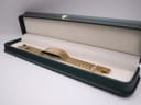 Marco Ceroni watch presented open in a green and cream watch box, showing the full length of the watch.