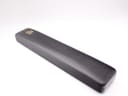 Exterior view of the closed dark grey textured presentation box with a gold logo.