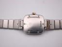 Close-up of the watch case back showing 'Waterresistant', 'Quartz', 'Swiss Made' engravings and reference number.