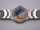 Open case back revealing the Swiss ETA quartz movement with a Renata battery.