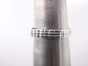 Close-up of the stainless steel bracelet wrapped around a wrist sizing cone, showing a measurement between 49 and 50 (approximately 14.5cm - 14.8cm).