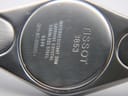 Close-up of the watch's case back, engraved with "TISSOT 1853", "WATERRESISTANT 30M", "SAPPHIRE CRYSTAL", "STAINLESS STEEL", and "G349".